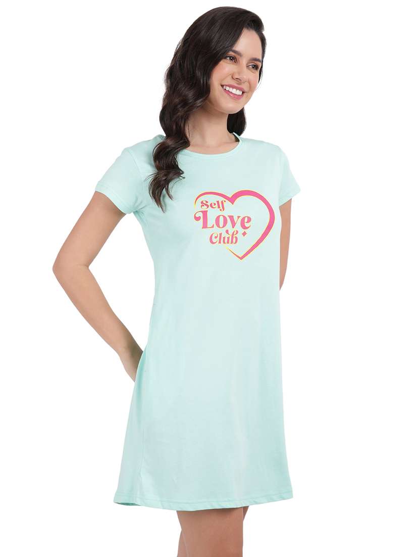 women printed round neck sleepshirt - 21730657 -  Standard Image - 1