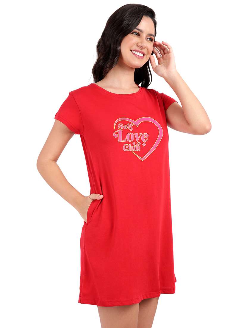 women printed round neck sleepshirt - 21730658 -  Standard Image - 1