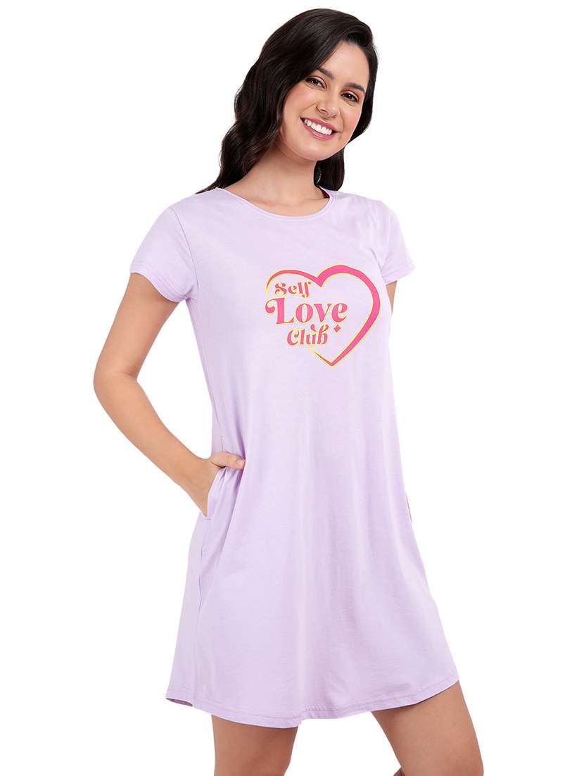 women printed round neck sleepshirt - 21730660 -  Standard Image - 1