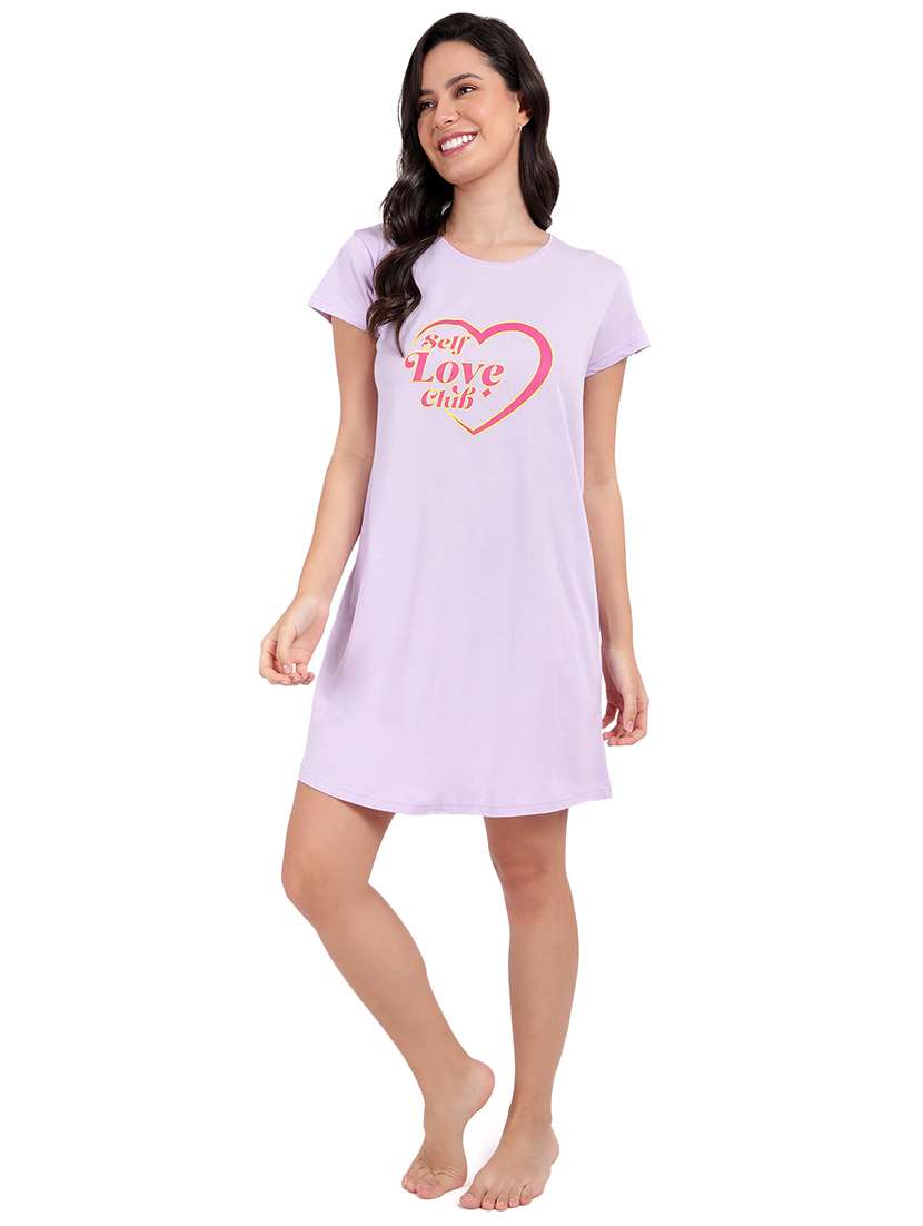women printed round neck sleepshirt - 21730660 -  Standard Image - 4