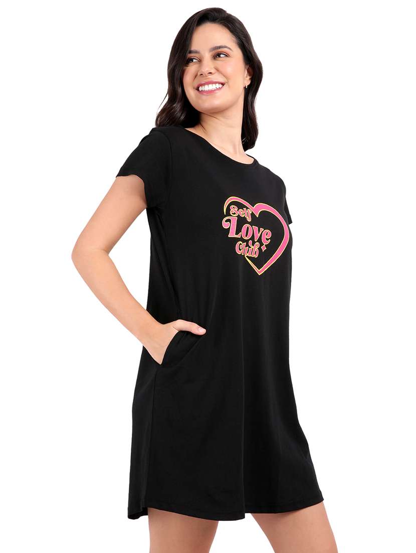 women printed round neck sleepshirt - 21730661 -  Standard Image - 1