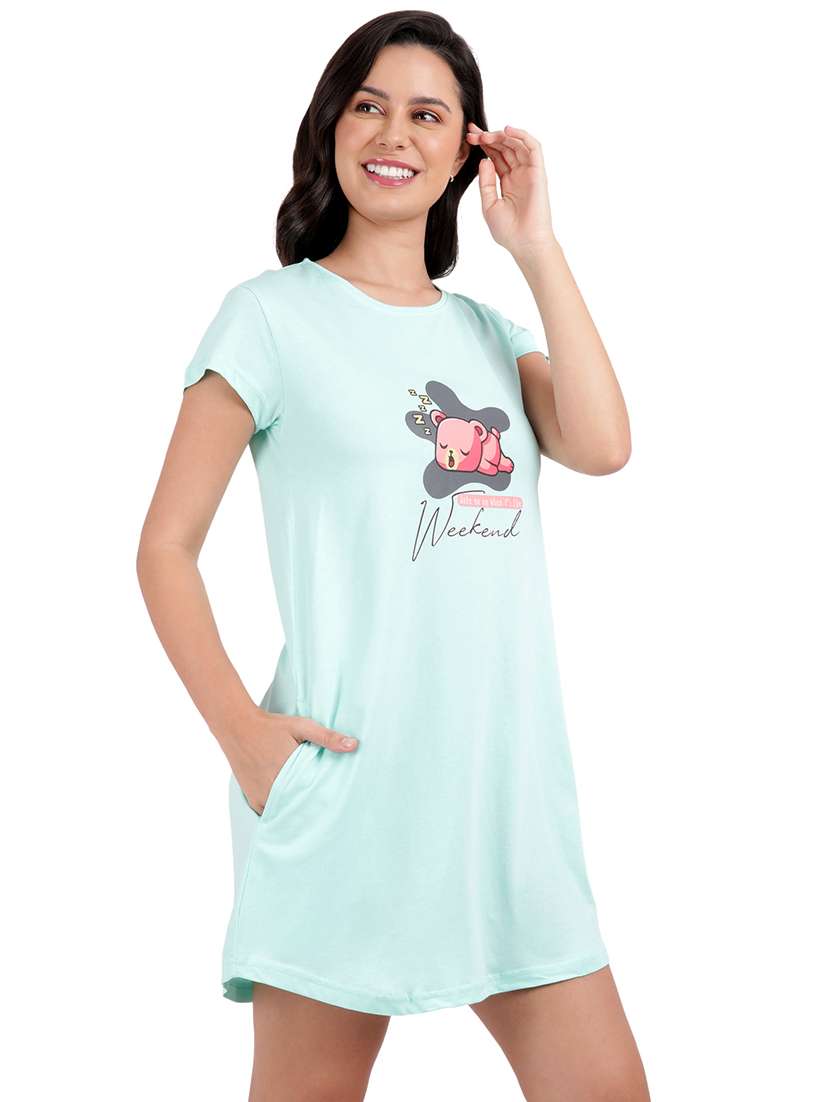 women printed round neck sleepshirt - 21730662 -  Standard Image - 1