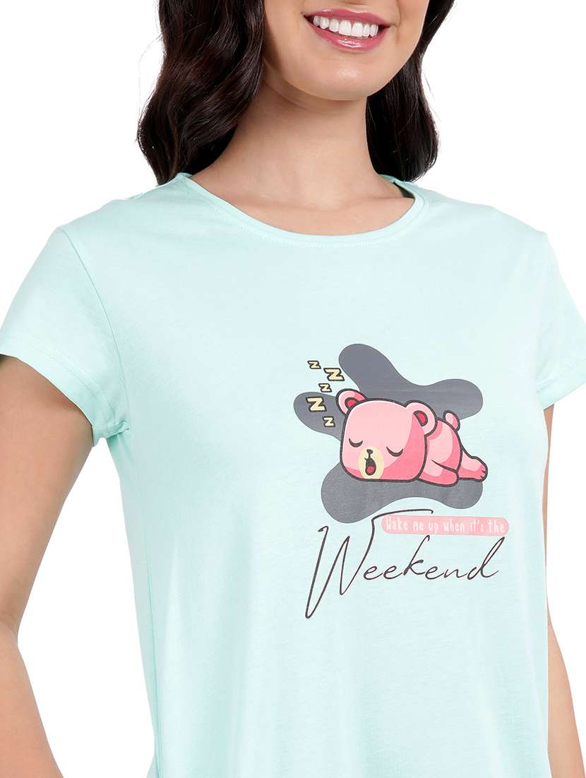 women printed round neck sleepshirt - 21730662 -  Standard Image - 6