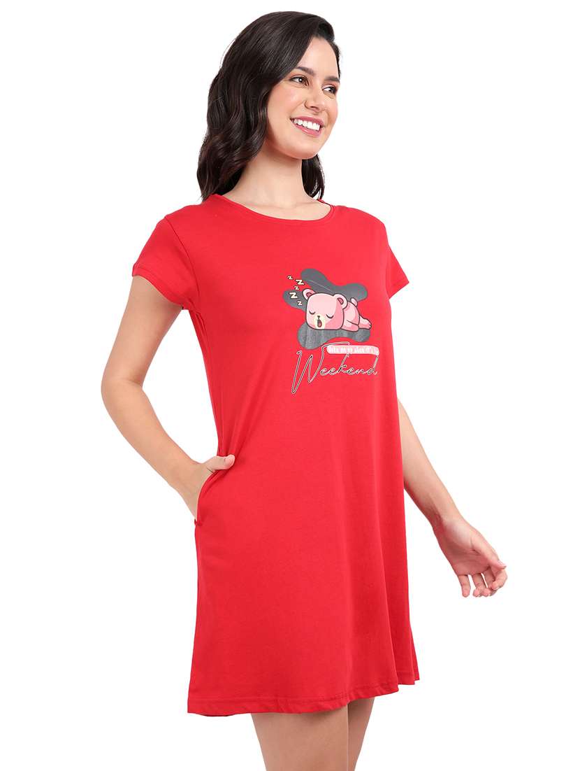 women printed round neck sleepshirt - 21730663 -  Standard Image - 1