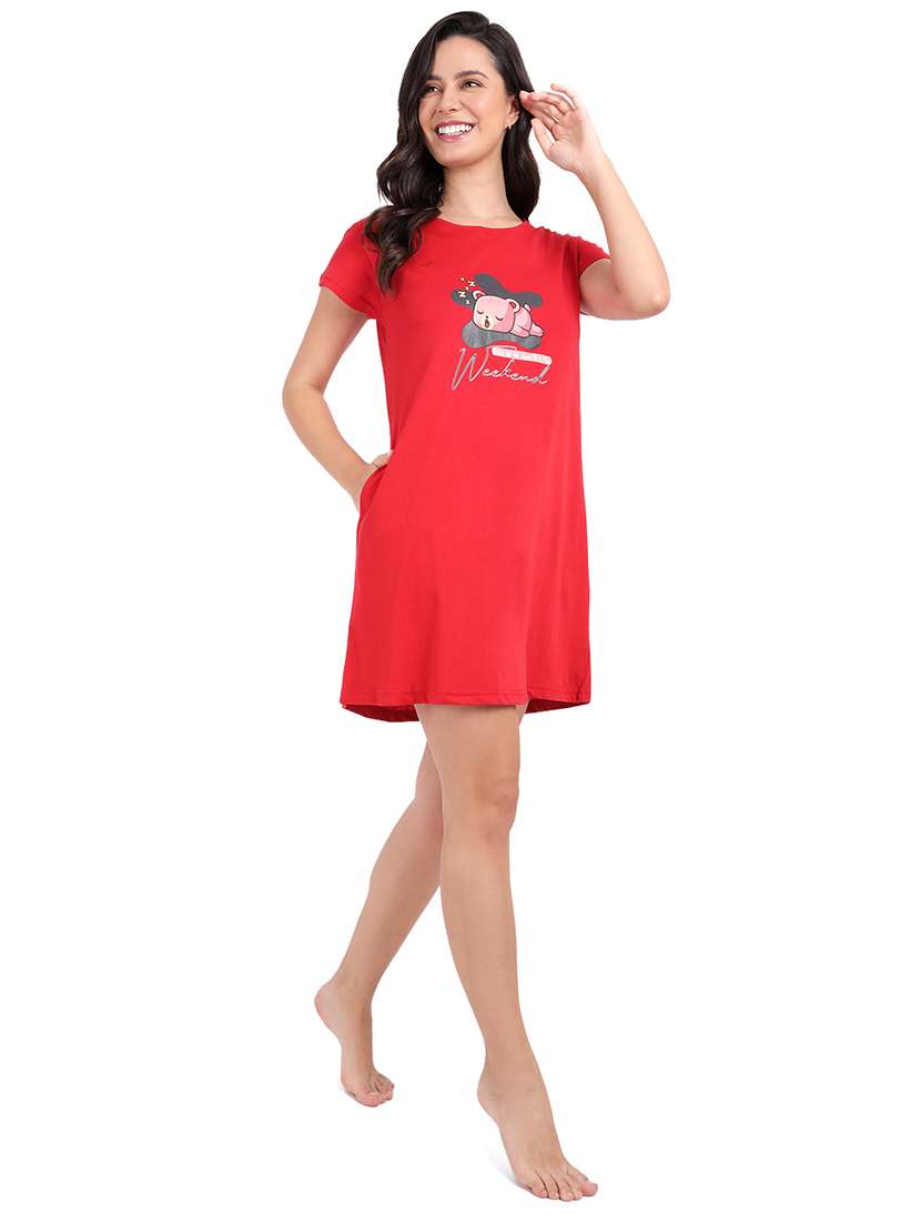 women printed round neck sleepshirt - 21730663 -  Standard Image - 4