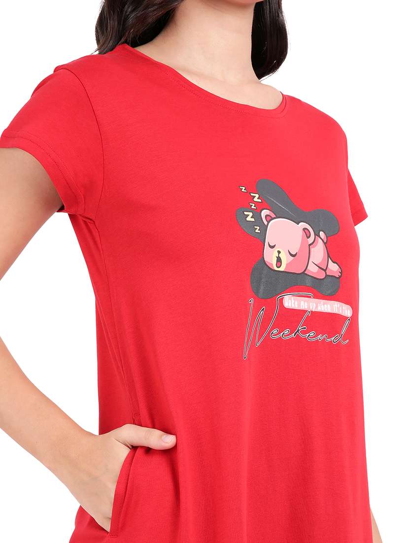 women printed round neck sleepshirt - 21730663 -  Standard Image - 6