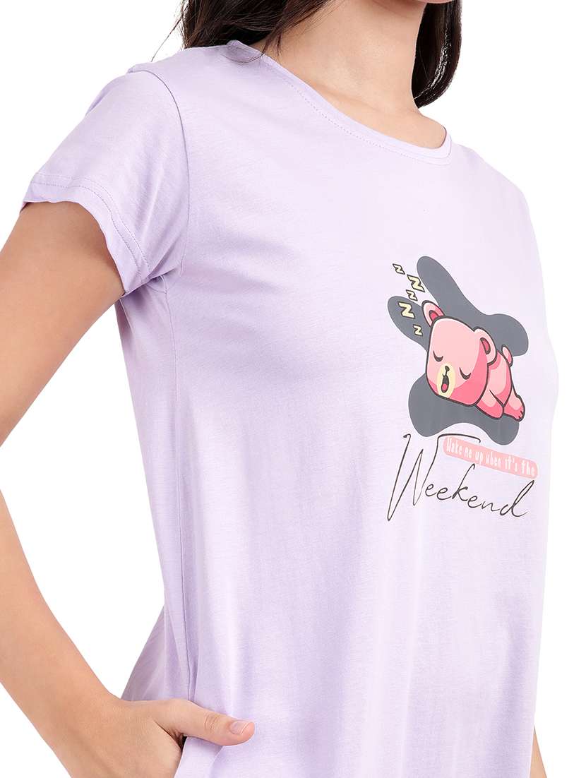 women printed round neck sleepshirt - 21730665 -  Standard Image - 6
