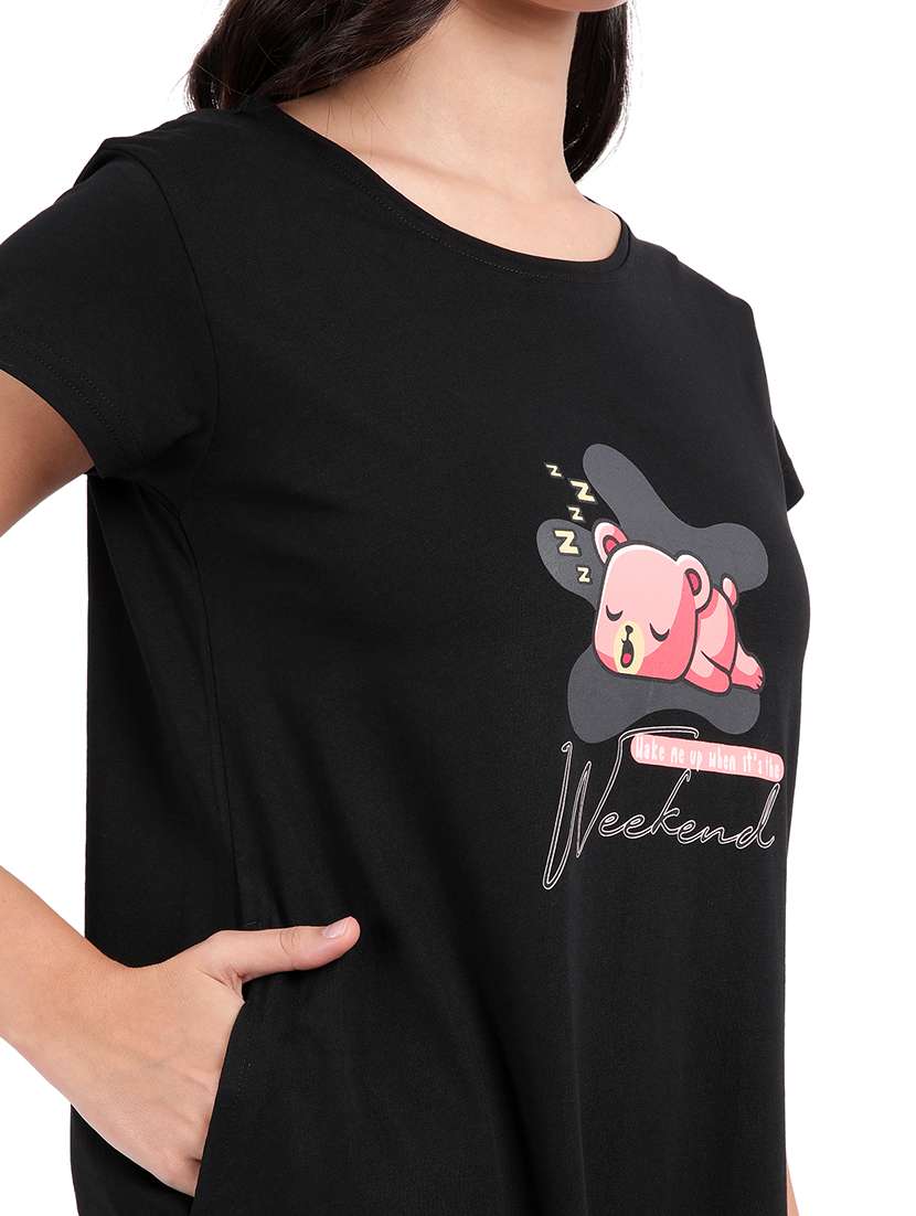 women printed round neck sleepshirt - 21730666 -  Standard Image - 6