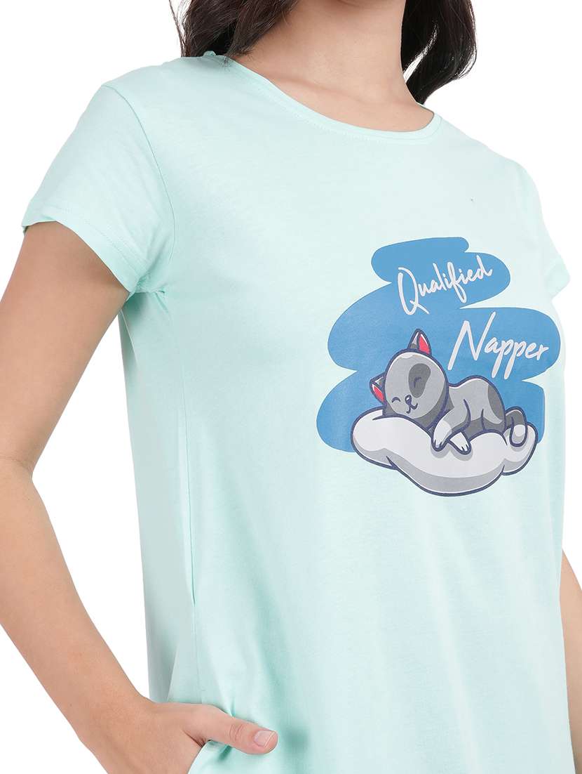 women printed round neck sleepshirt - 21730667 -  Standard Image - 6