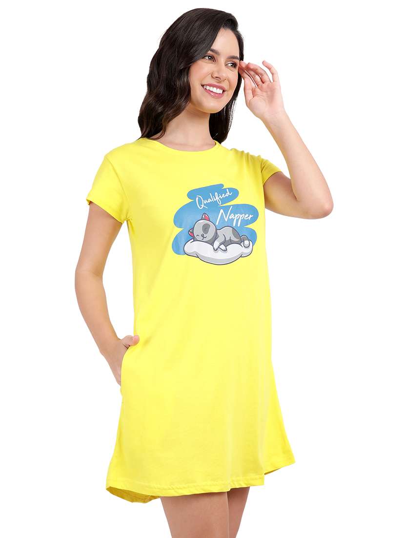 women printed round neck sleepshirt - 21730669 -  Standard Image - 1