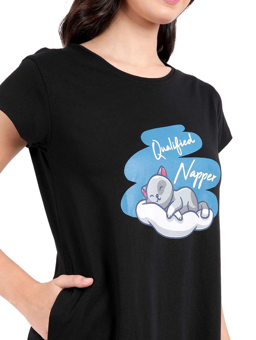 women printed round neck sleepshirt - 21730671 -  Standard Image - 6