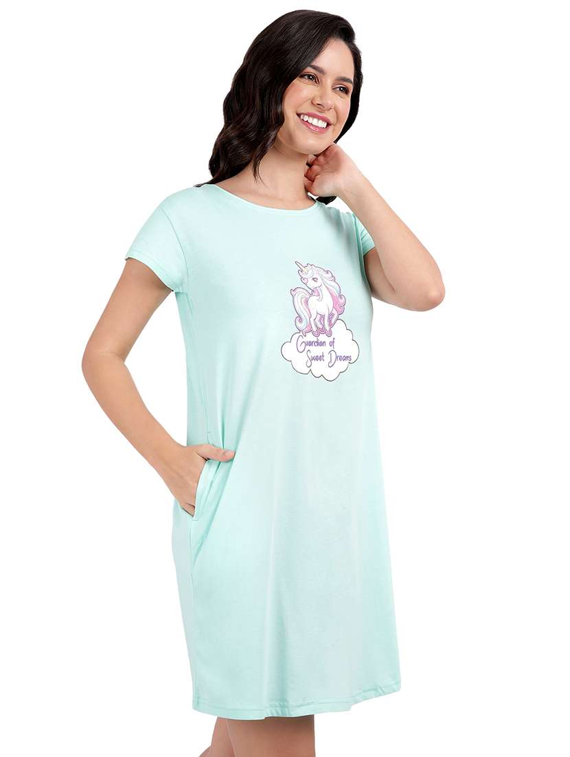 women printed round neck sleepshirt - 21730672 -  Standard Image - 1