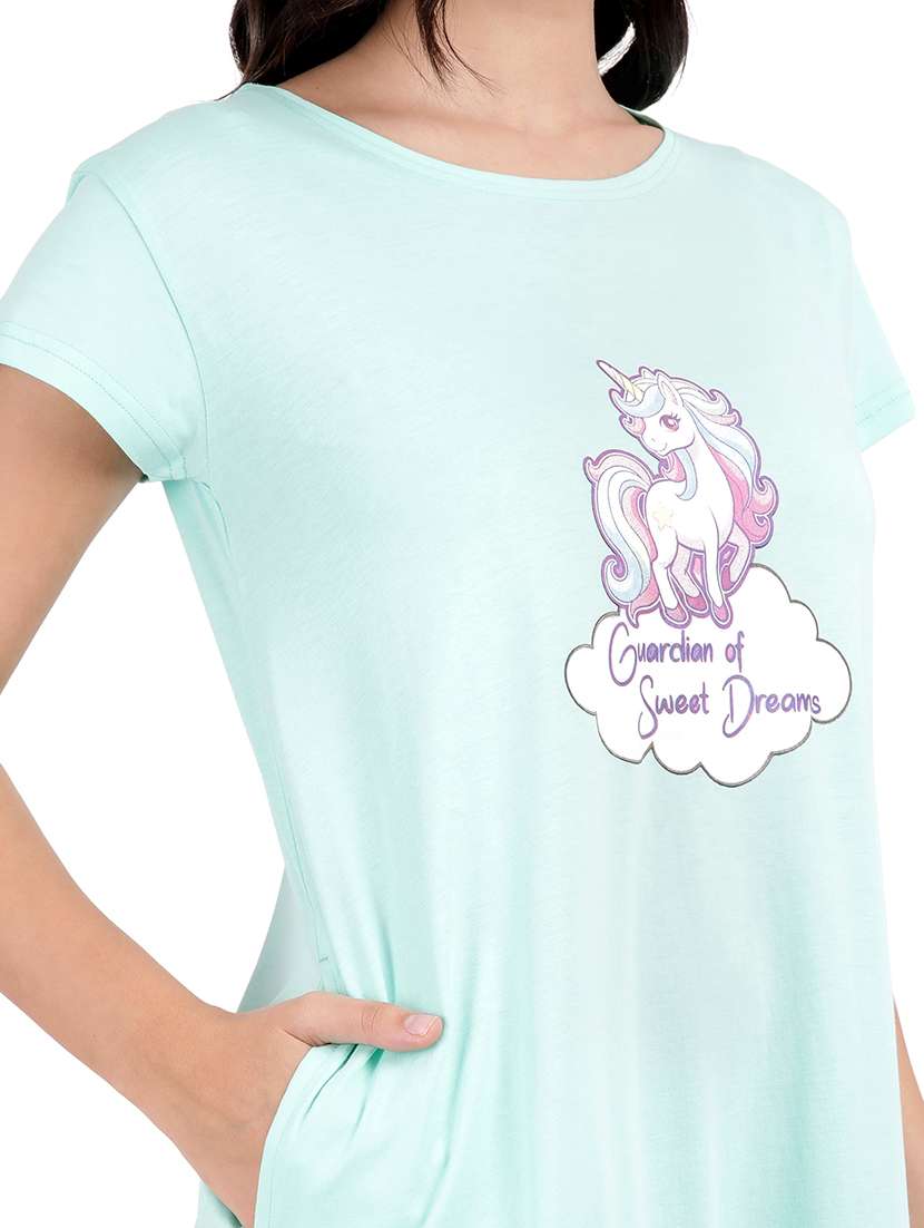 women printed round neck sleepshirt - 21730672 -  Standard Image - 6