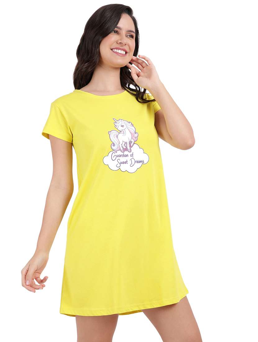 women printed round neck sleepshirt - 21730674 -  Standard Image - 1