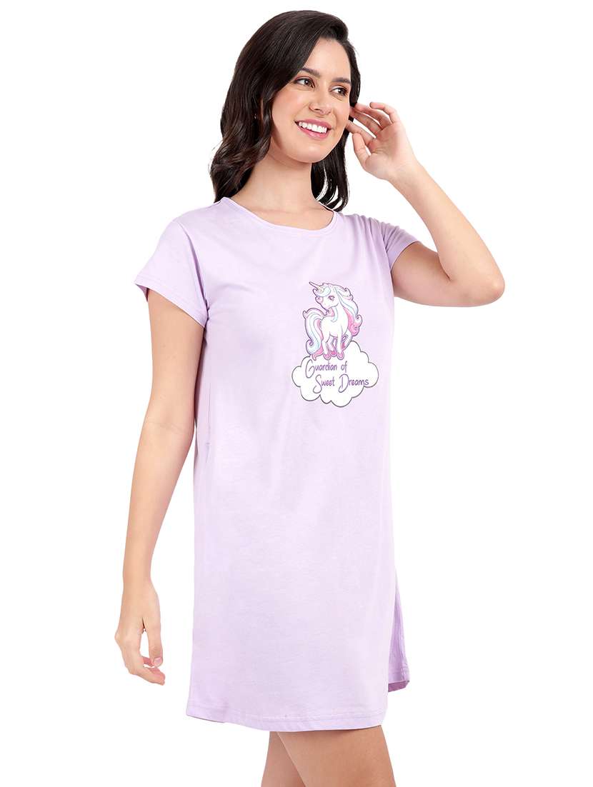 women printed round neck sleepshirt - 21730675 -  Standard Image - 1