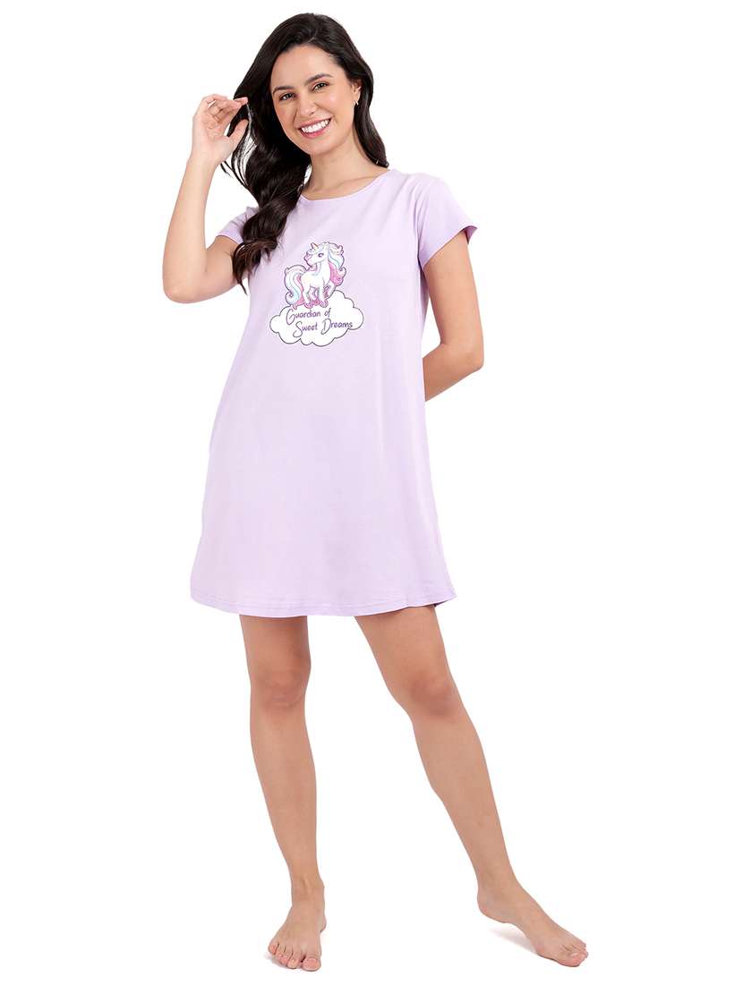 women printed round neck sleepshirt - 21730675 -  Standard Image - 4