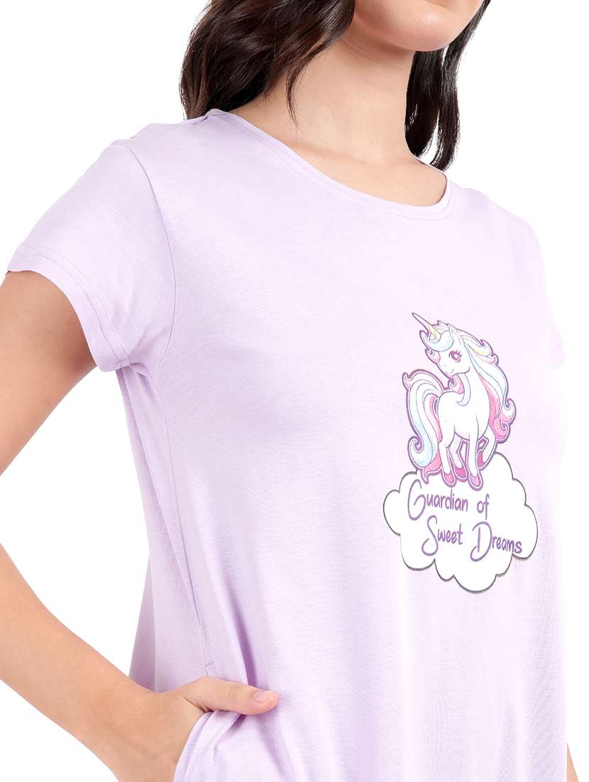 women printed round neck sleepshirt - 21730675 -  Standard Image - 6
