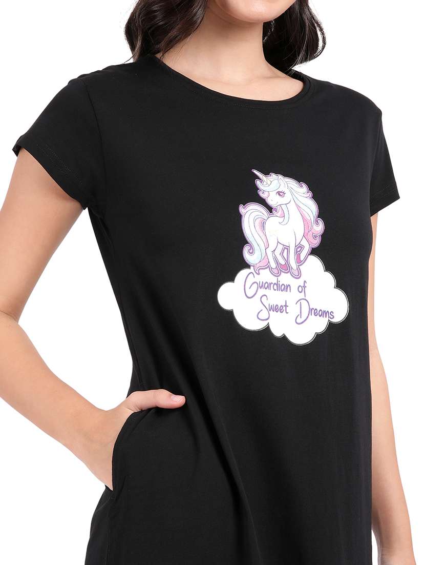 women printed round neck sleepshirt - 21730676 -  Standard Image - 6