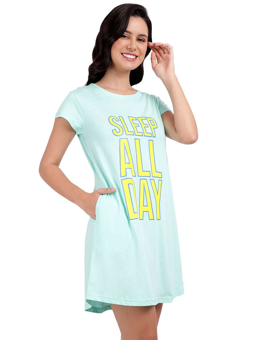 women printed round neck sleepshirt - 21730677 -  Standard Image - 1