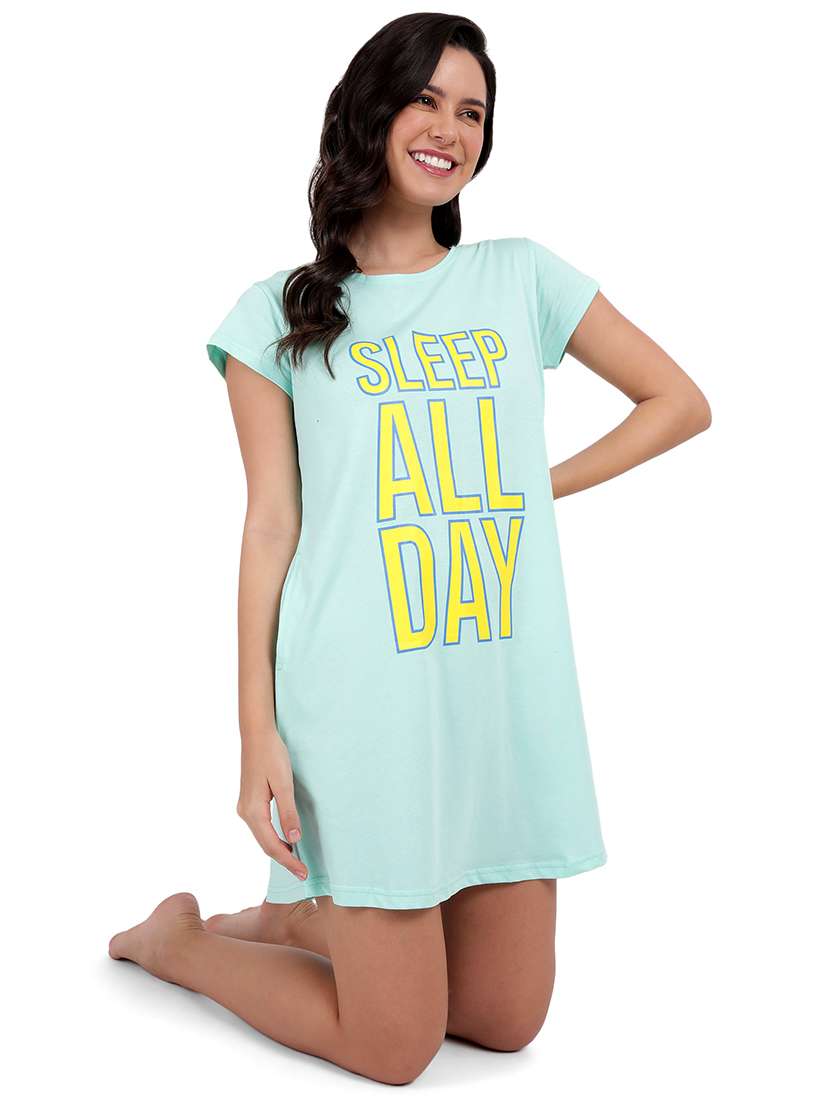 women printed round neck sleepshirt - 21730677 -  Standard Image - 4