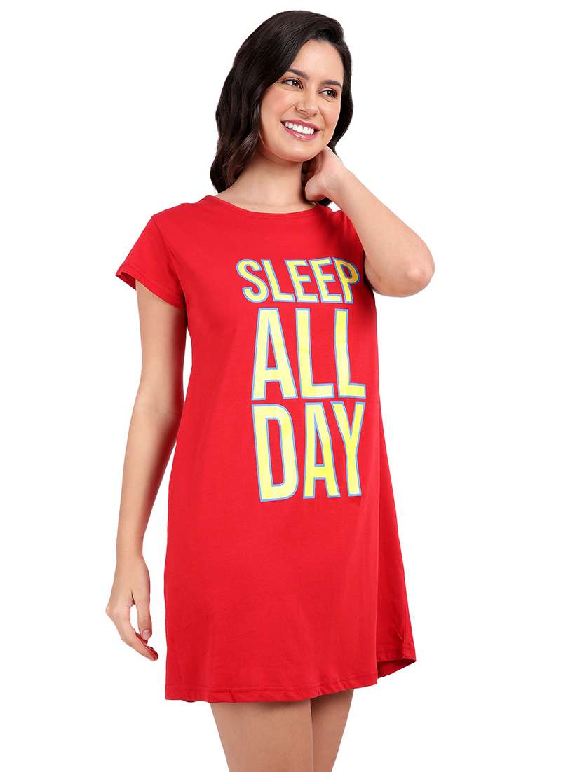 women printed round neck sleepshirt - 21730678 -  Standard Image - 1