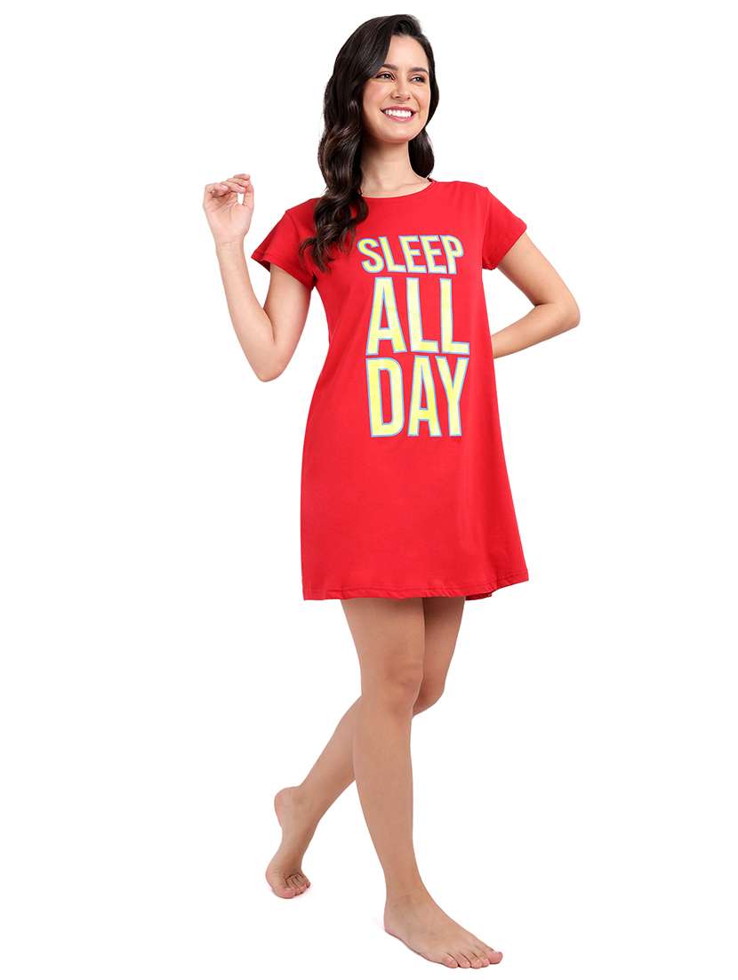 women printed round neck sleepshirt - 21730678 -  Standard Image - 4