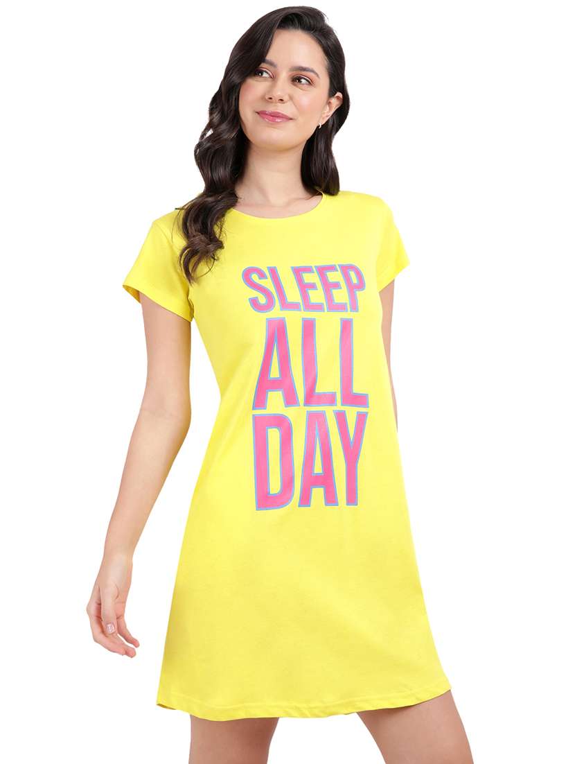 women printed round neck sleepshirt - 21730679 -  Standard Image - 1