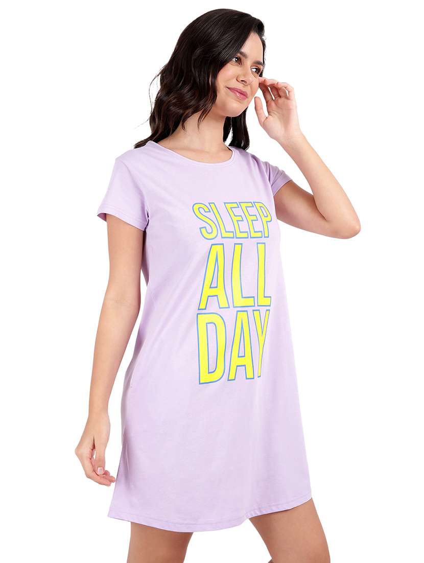 women printed round neck sleepshirt - 21730680 -  Standard Image - 1