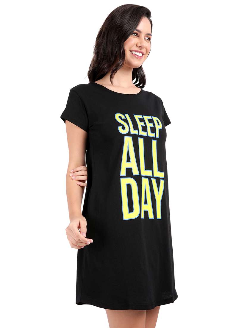 women printed round neck sleepshirt - 21730681 -  Standard Image - 1