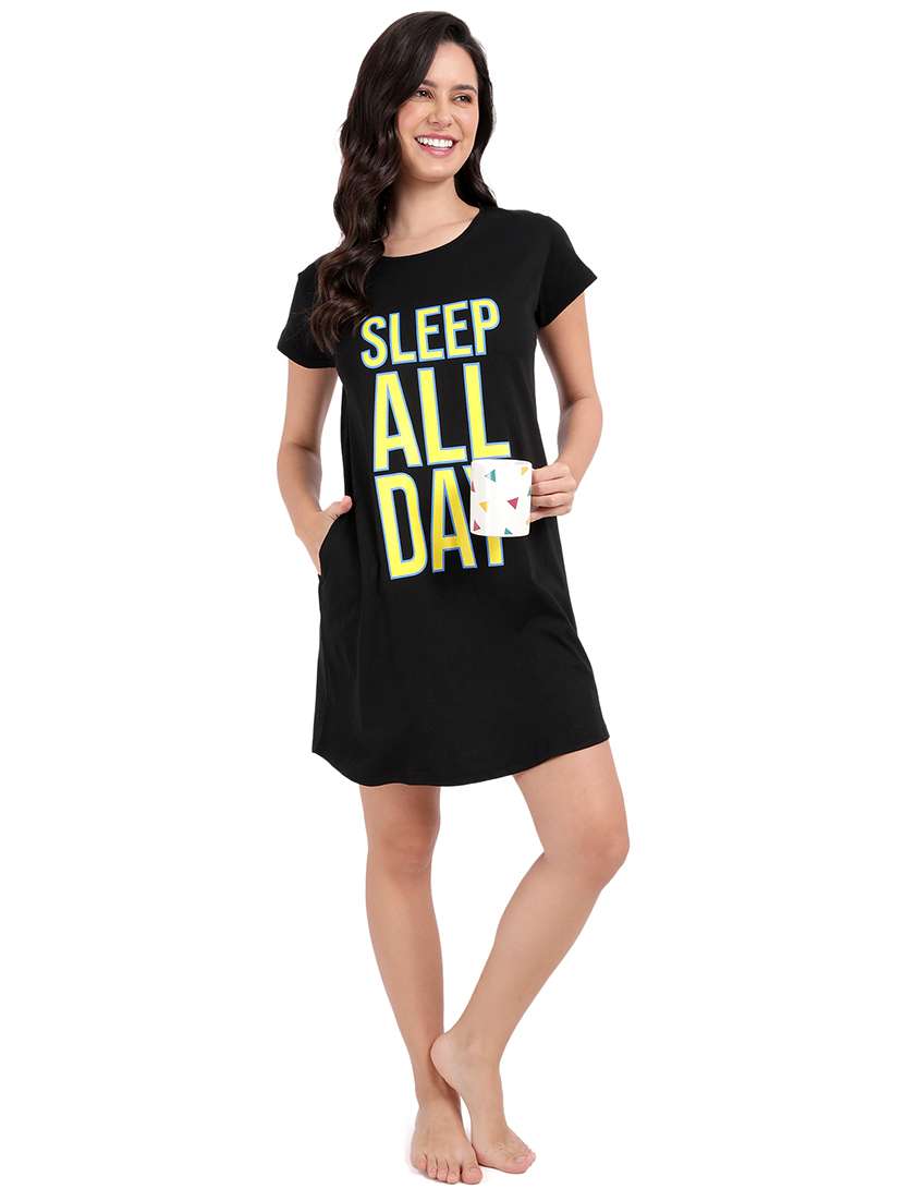 women printed round neck sleepshirt - 21730681 -  Standard Image - 4