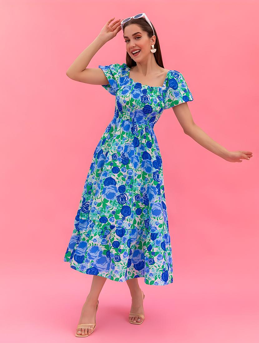 women floral print fit & flare dress - 21730682 - Standard Image - 1