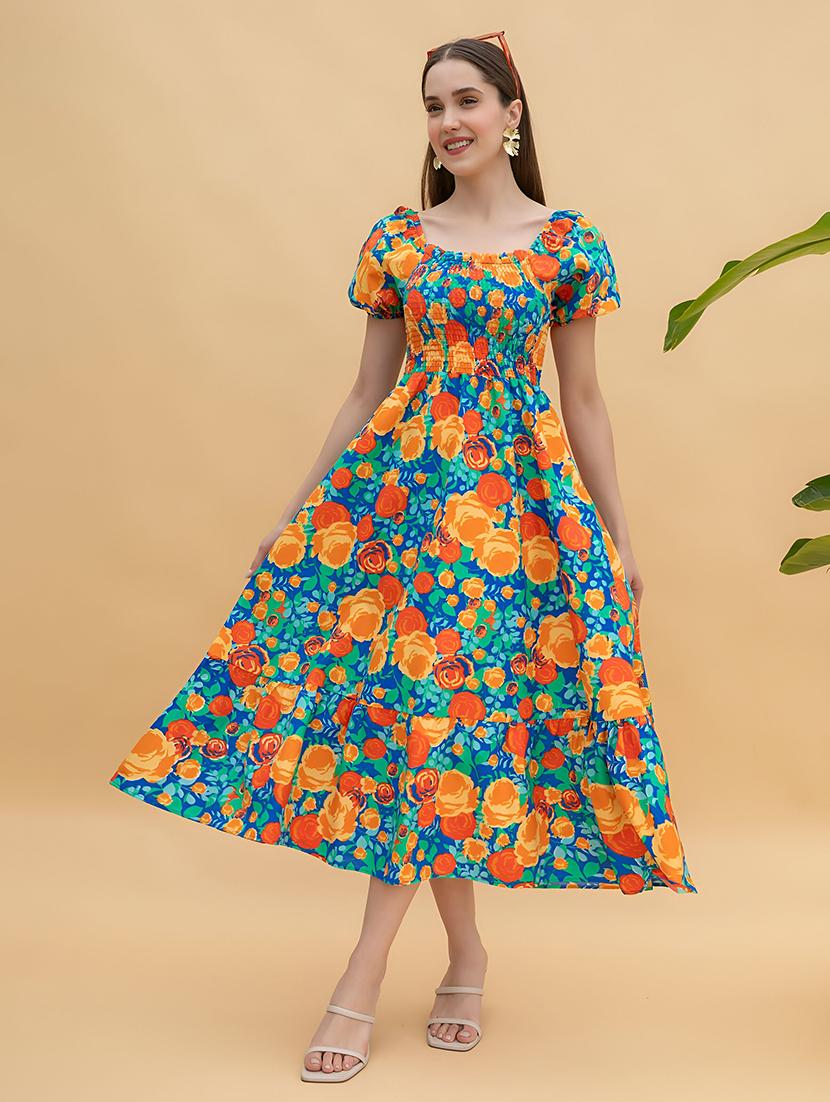 women floral print fit & flare dress - 21730683 - Standard Image - 1