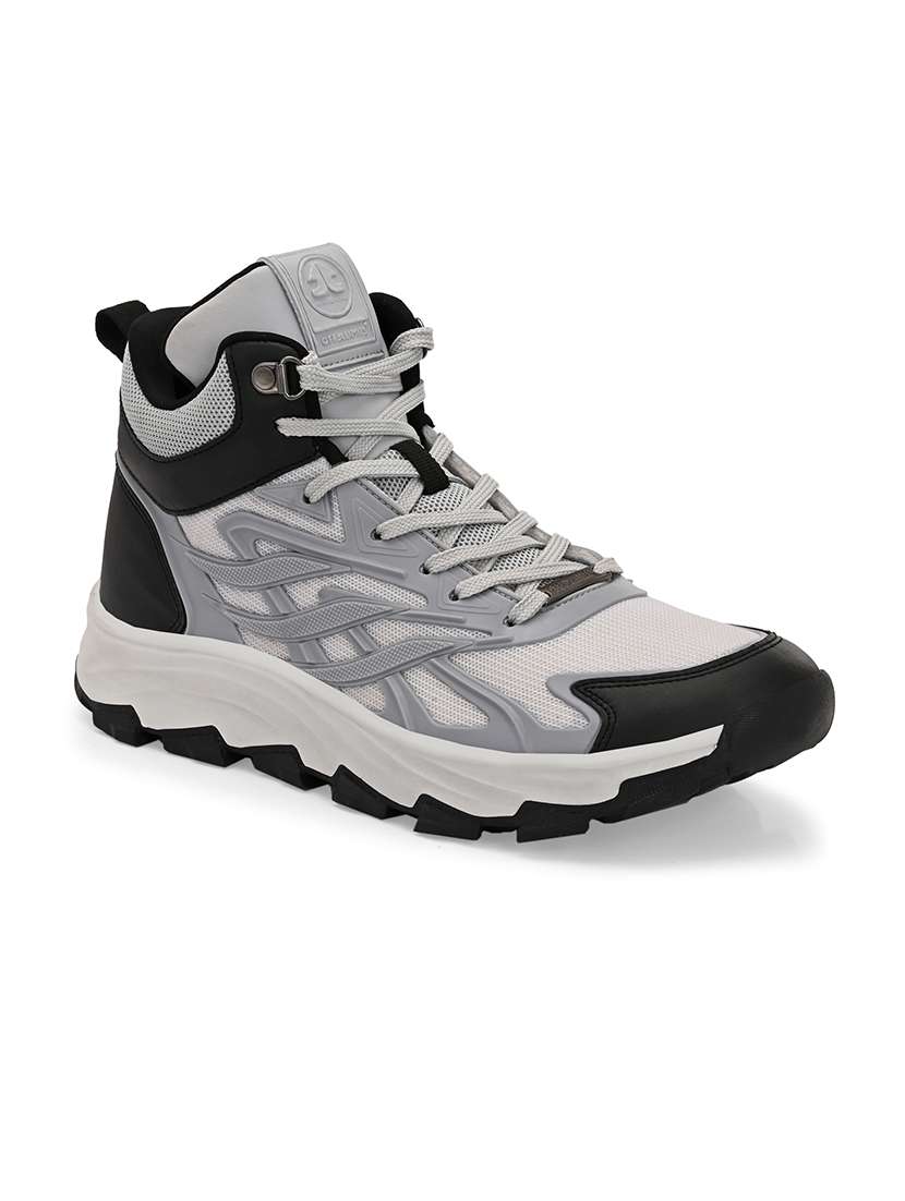 men grey lace up high ankle sneaker - 21730685 -  Standard Image - 1