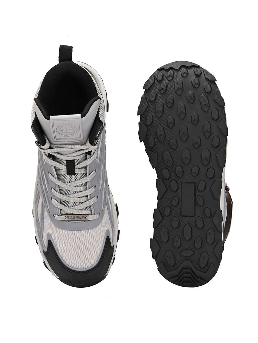 men grey lace up high ankle sneaker - 21730685 -  Standard Image - 4