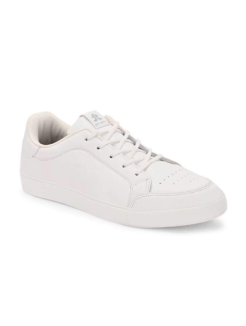 men solid white lace up sneaker - 21730688 -  Standard Image - 1