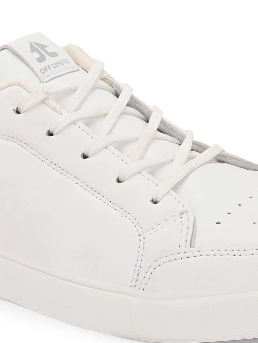 men solid white lace up sneaker - 21730688 - Standard Image - 4