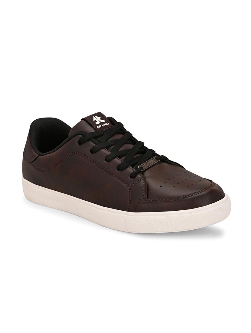 men solid brown lace up sneaker - 21730689 -  Standard Image - 1