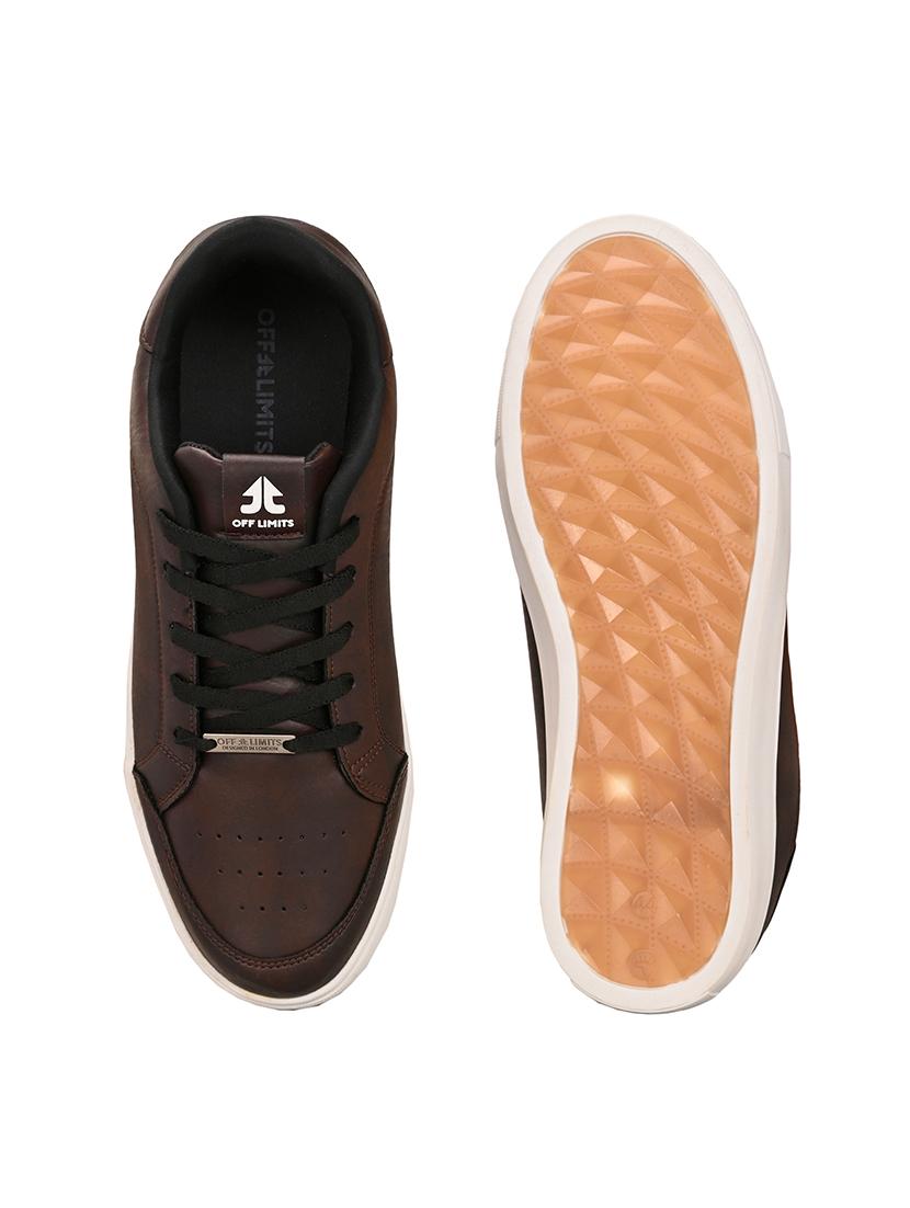 men solid brown lace up sneaker - 21730689 - Standard Image - 4