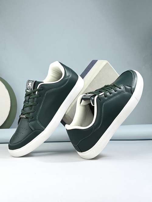 men solid bottle green lace up sneaker - 21730691 -  Standard Image - 0