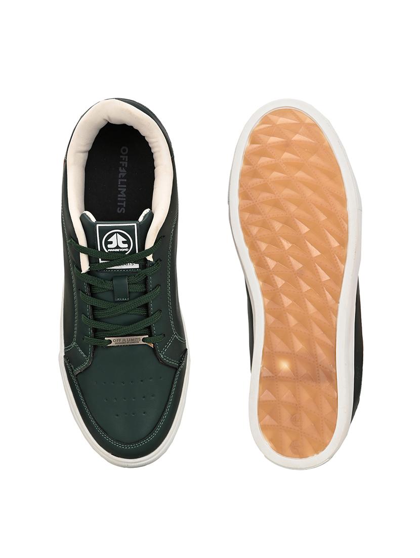men solid bottle green lace up sneaker - 21730691 - Standard Image - 4
