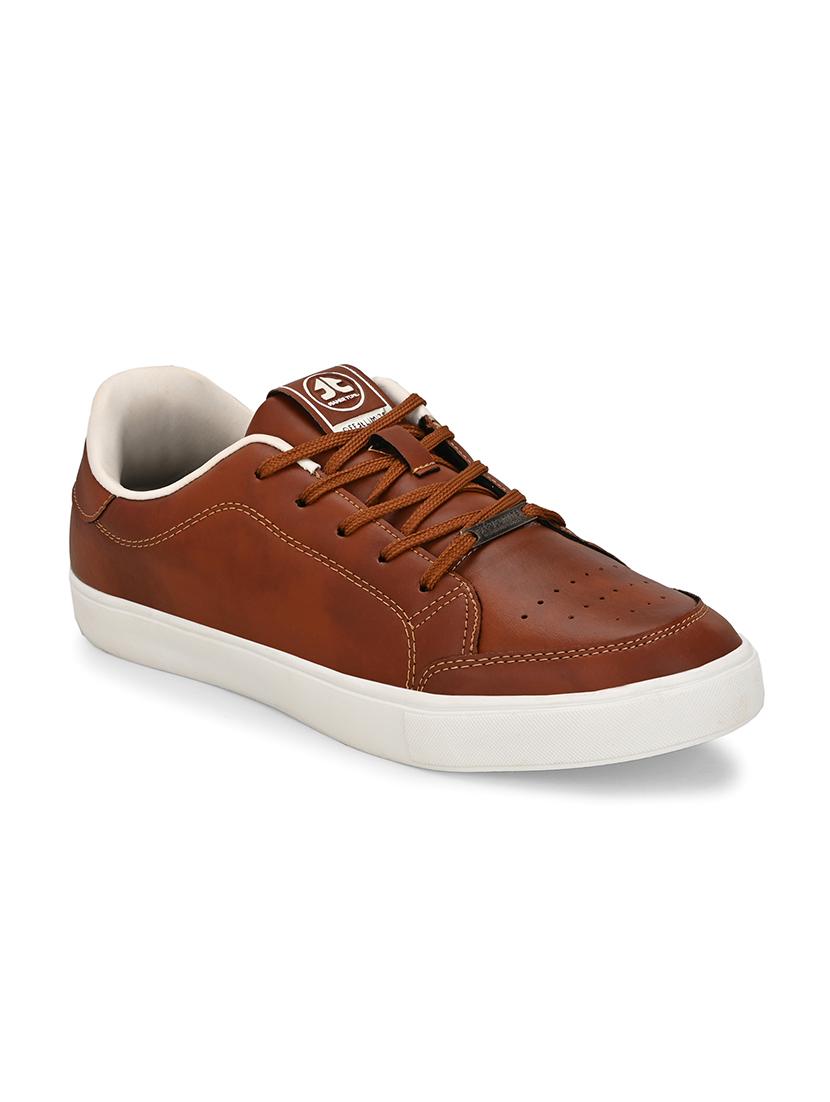 men solid brown lace up sneaker - 21730692 -  Standard Image - 1