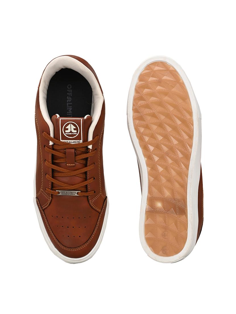 men solid brown lace up sneaker - 21730692 - Standard Image - 4