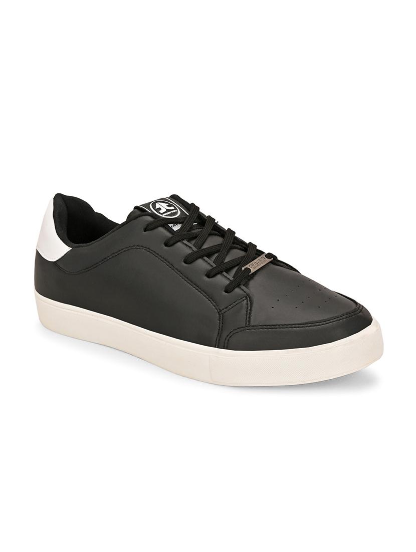 men solid black lace up sneaker - 21730693 -  Standard Image - 1