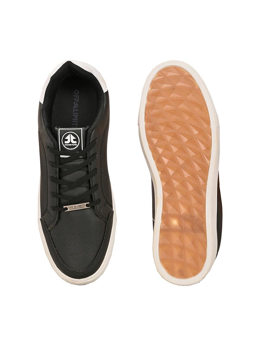 men solid black lace up sneaker - 21730693 - Standard Image - 4
