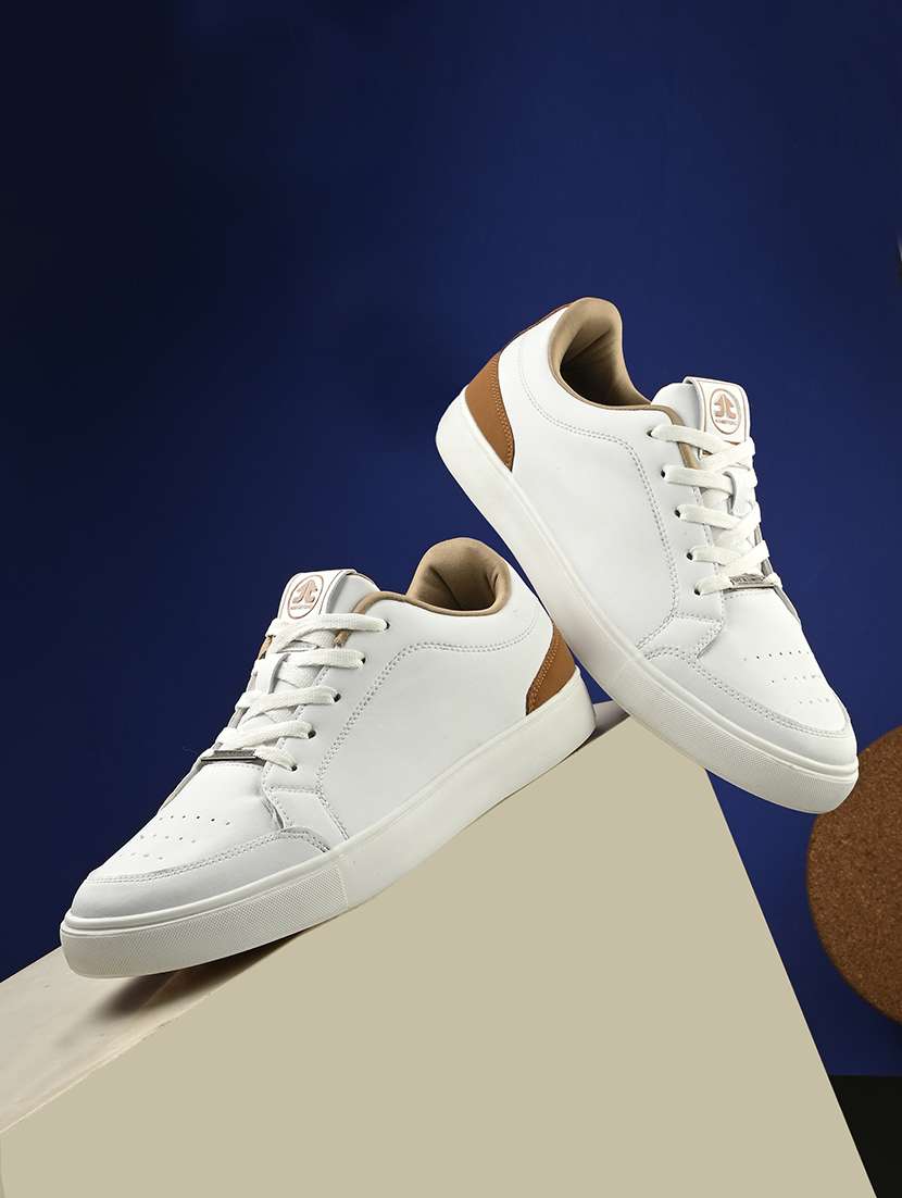 men solid white lace up sneaker - 21730694 -  Zoom Image - 0