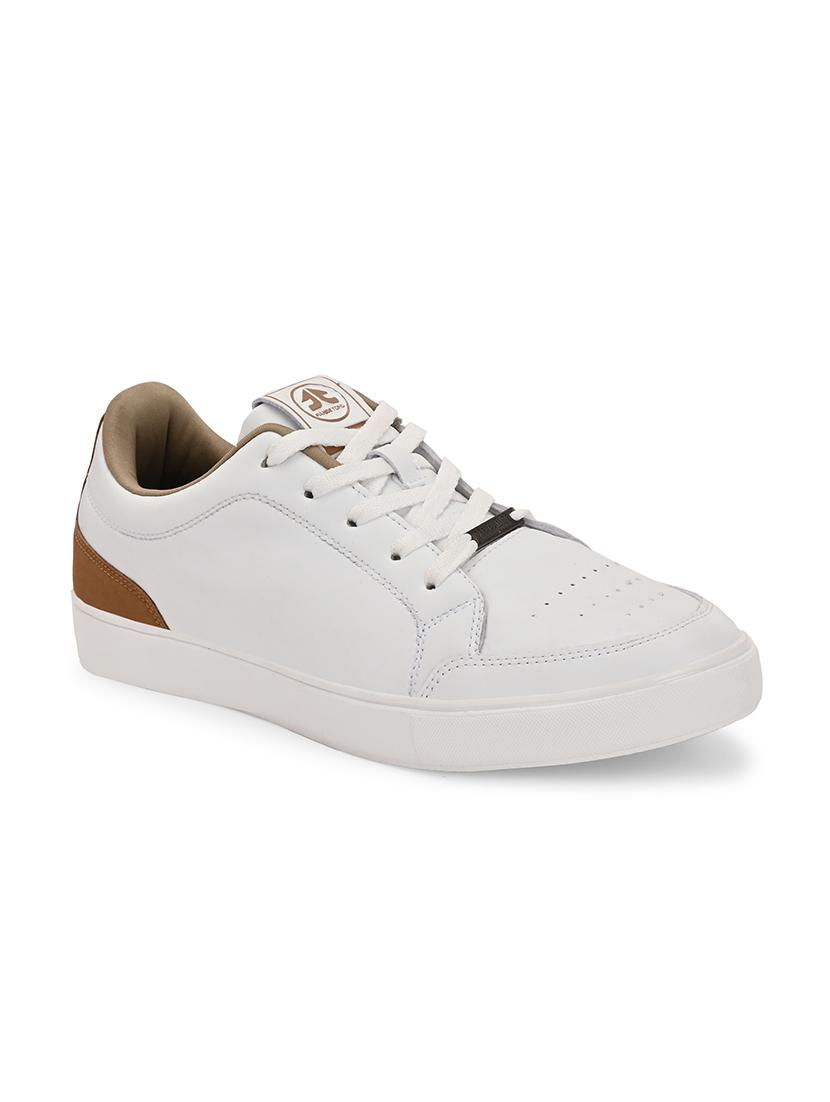 men solid white lace up sneaker - 21730694 - Standard Image - 1