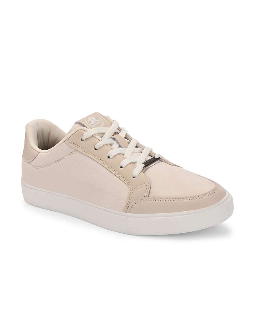 men solid off white lace up sneaker - 21730696 -  Standard Image - 1