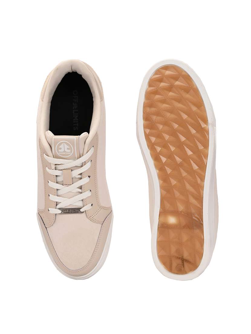 men solid off white lace up sneaker - 21730696 -  Standard Image - 4