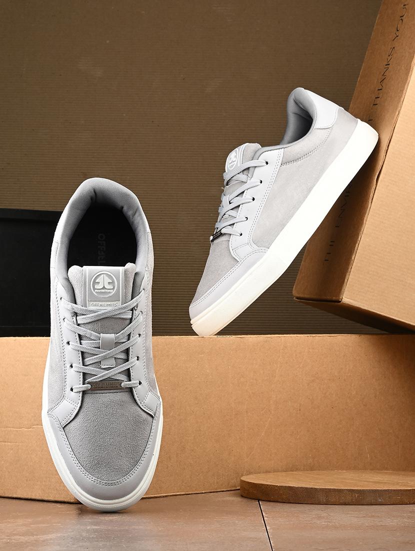 men solid grey lace up sneaker - 21730698 - Zoom Image - 0