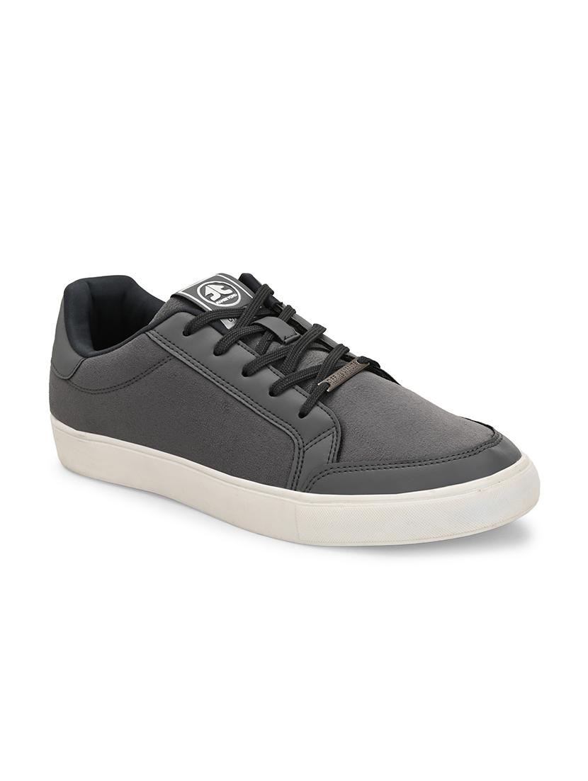 men solid grey lace up sneaker - 21730699 -  Standard Image - 1